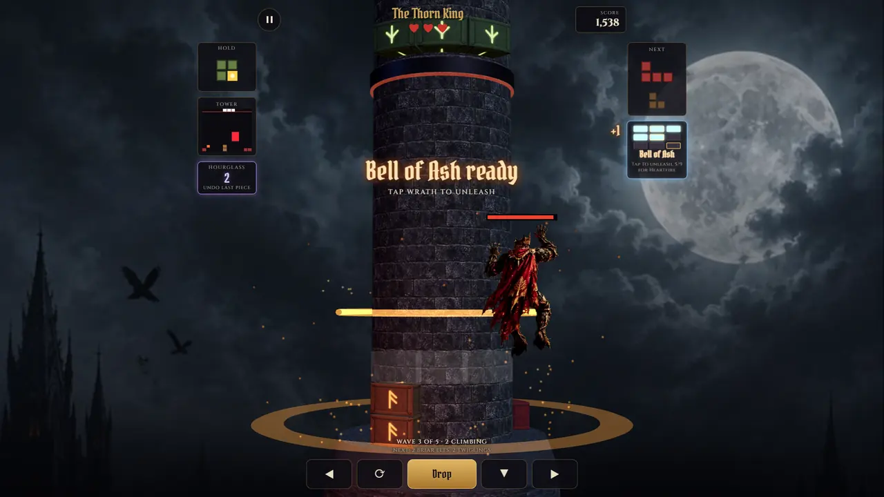 The Thorn King on the tower as a ring blast rises