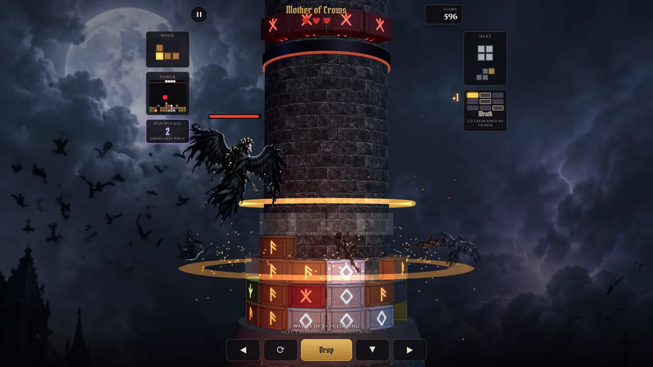 The Mother of Crows circling the tower